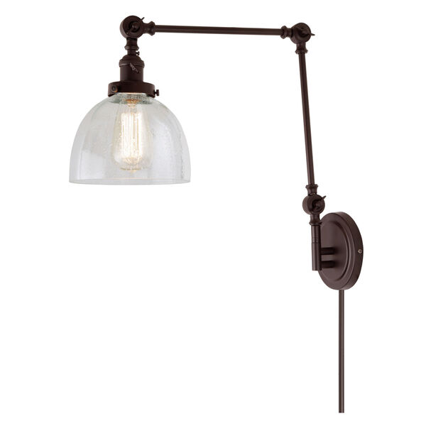 Soho Madison Oil Rubbed Bronze One-Light Swing Arm Wall Sconce with Clear Bubble Glass, image 1